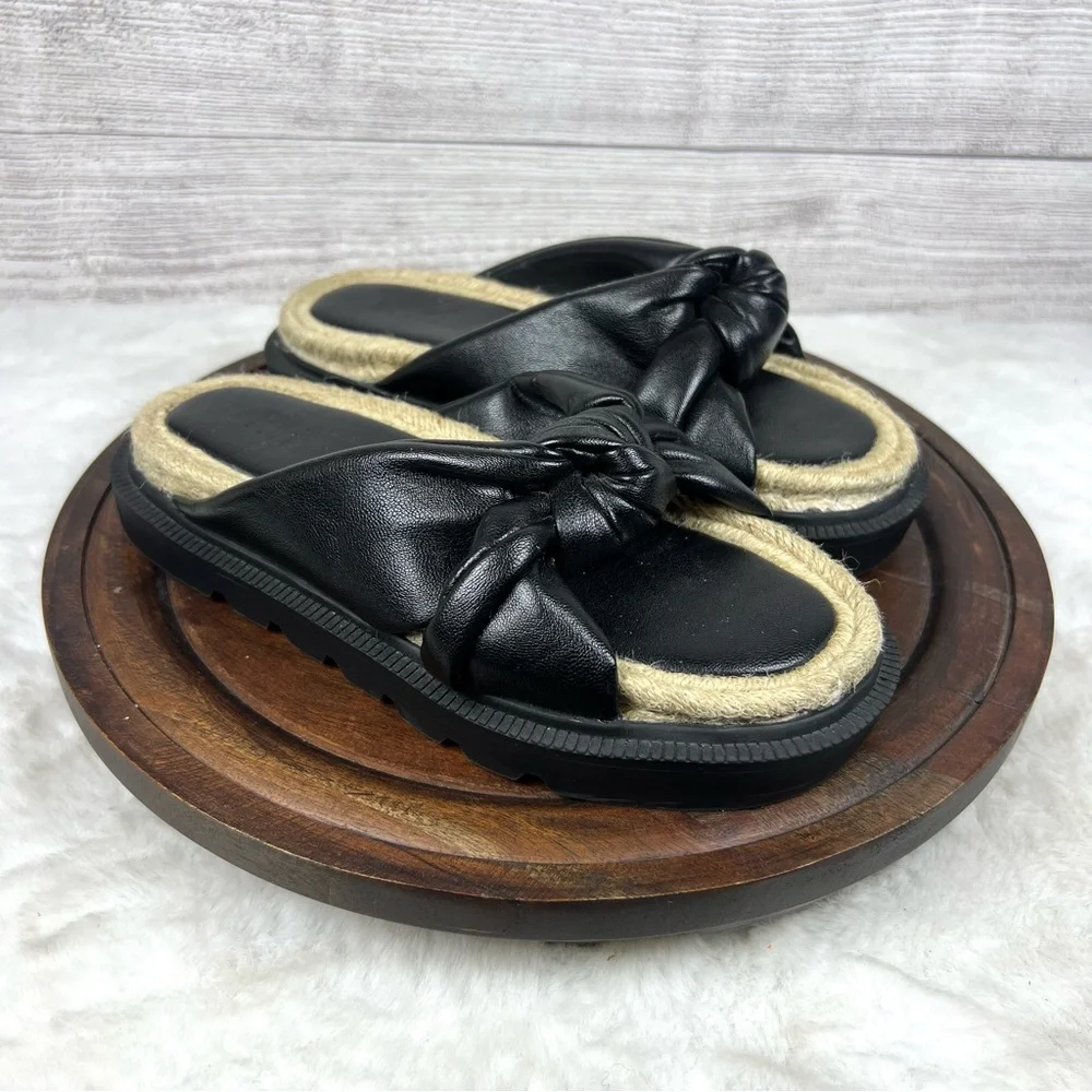 ASOS DESIGN Wide Fit Jemima Cross Strap Espadrilles Black Size UK 3/ US 5